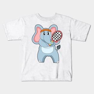 Elephant at Tennis with Tennis racket Kids T-Shirt